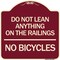 Signmission Do Not Lean Anything on Railings No Bicycles Heavy-Gauge Aluminum Sign, 18" x 18", BU-1818-24631 A-DES-BU-1818-24631 - alternate 1